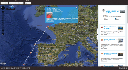 Affichage de la position du bateau sur fond cartographique Google &reg;